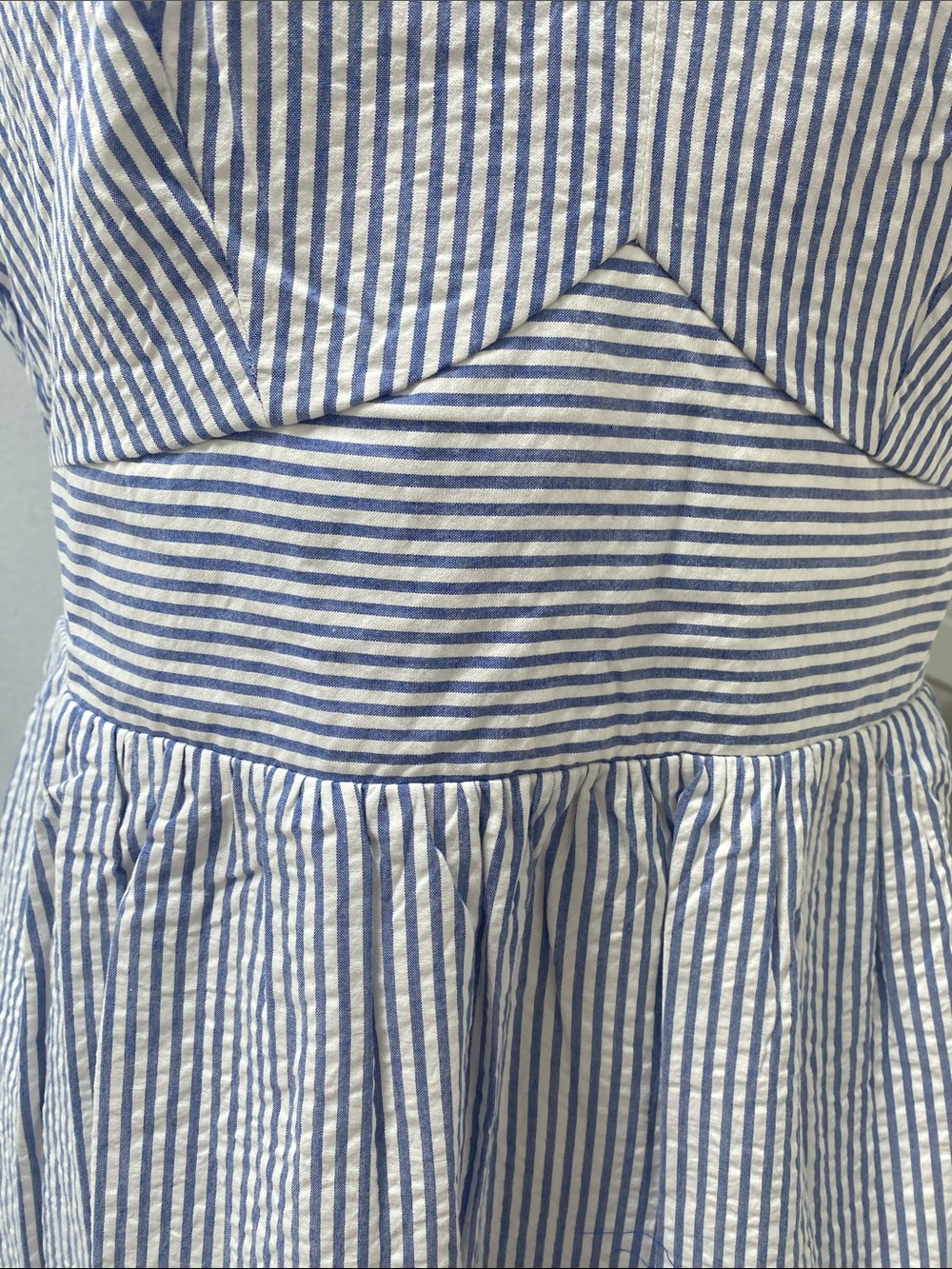 Boden Blue and White Stripe Tiered Midi Dress - Picture 4 of 6